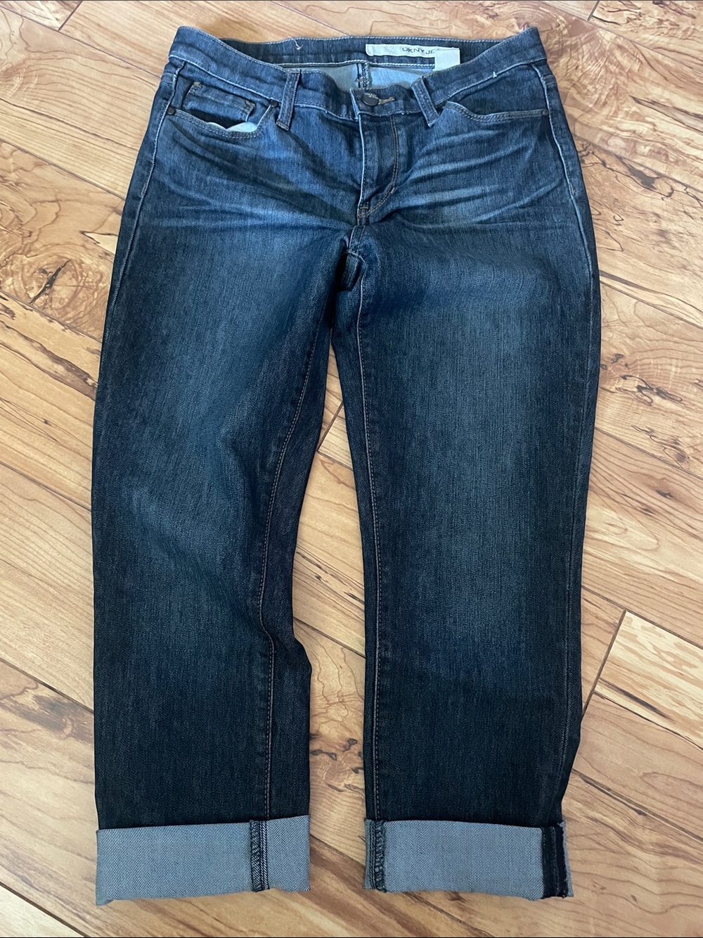 DKNY Women's Dark Wash Slim Straight Leg Jeans